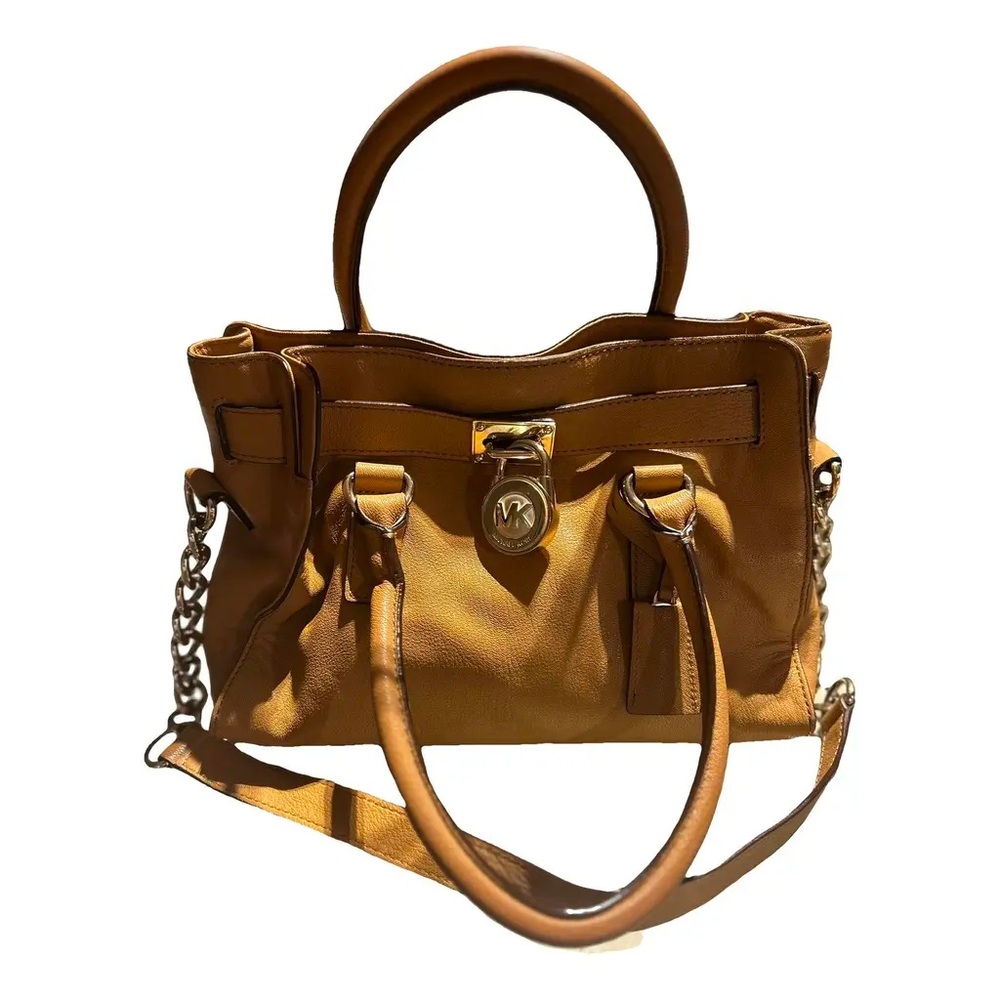 EUC Michael Kors COGNAC HAMILTON SAFFIANO Leather Lock & Key Satchel Bag